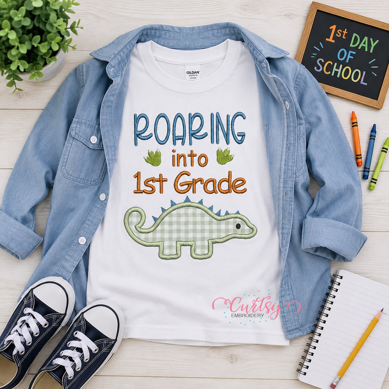 Roaring Into 1st Grade Applique Design _ Logo 1 Roaring Into 1st Grade Applique Design _ Logo 1