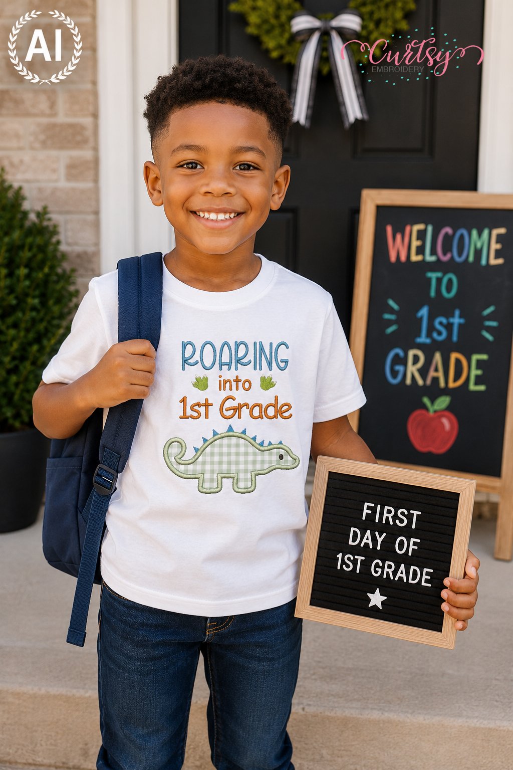 Roaring Into 1st Grade Applique Design _ Logo 2 Roaring Into 1st Grade Applique Design _ Logo 2