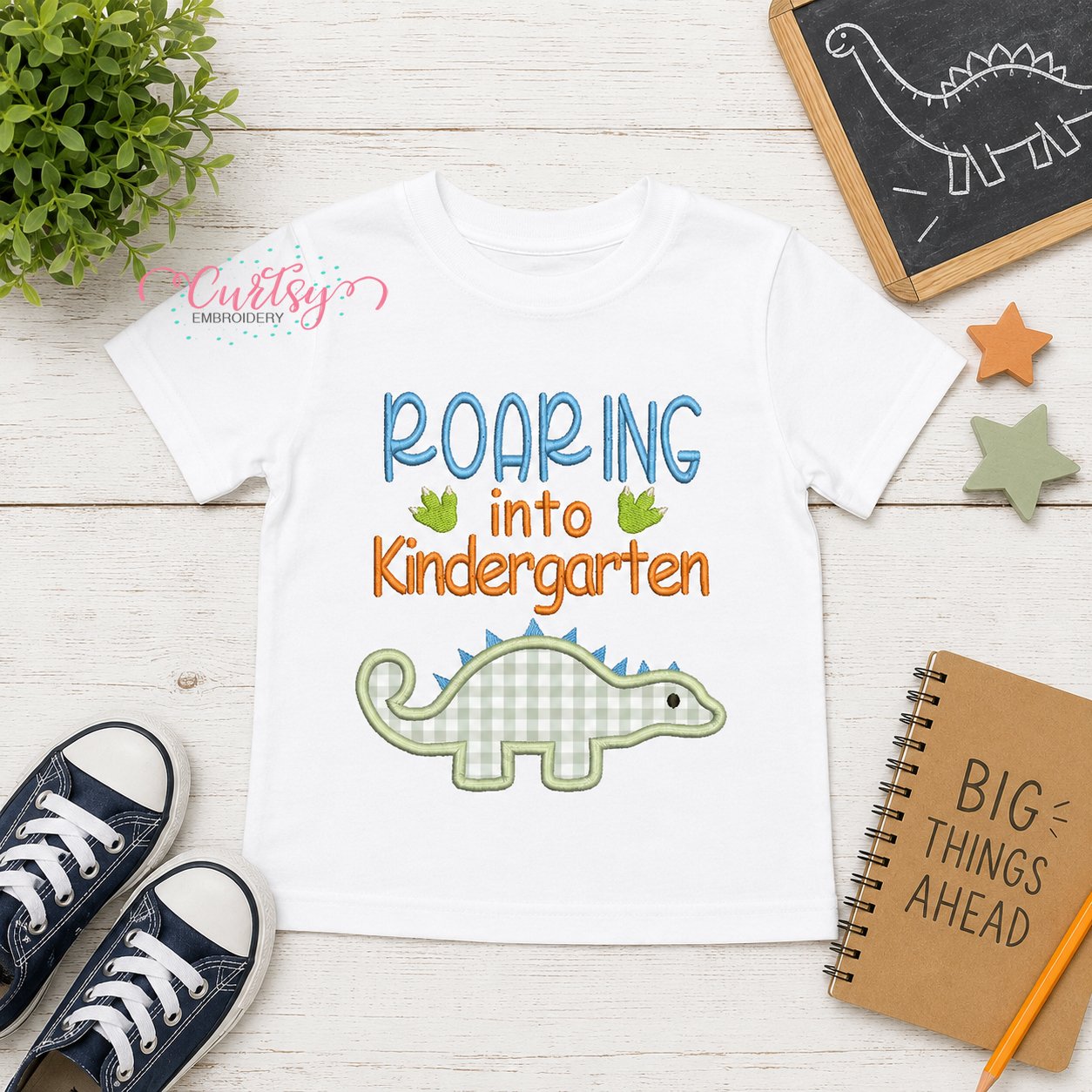 Roaring into Kindergarten Applique Design _ Logo 1 Roaring into Kindergarten Applique Design _ Logo 1