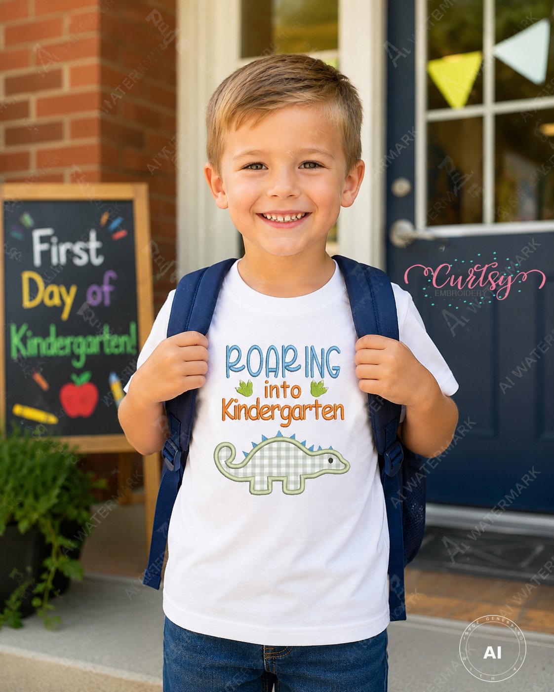 Roaring into Kindergarten Applique Design _ Logo 2 Roaring into Kindergarten Applique Design _ Logo 2