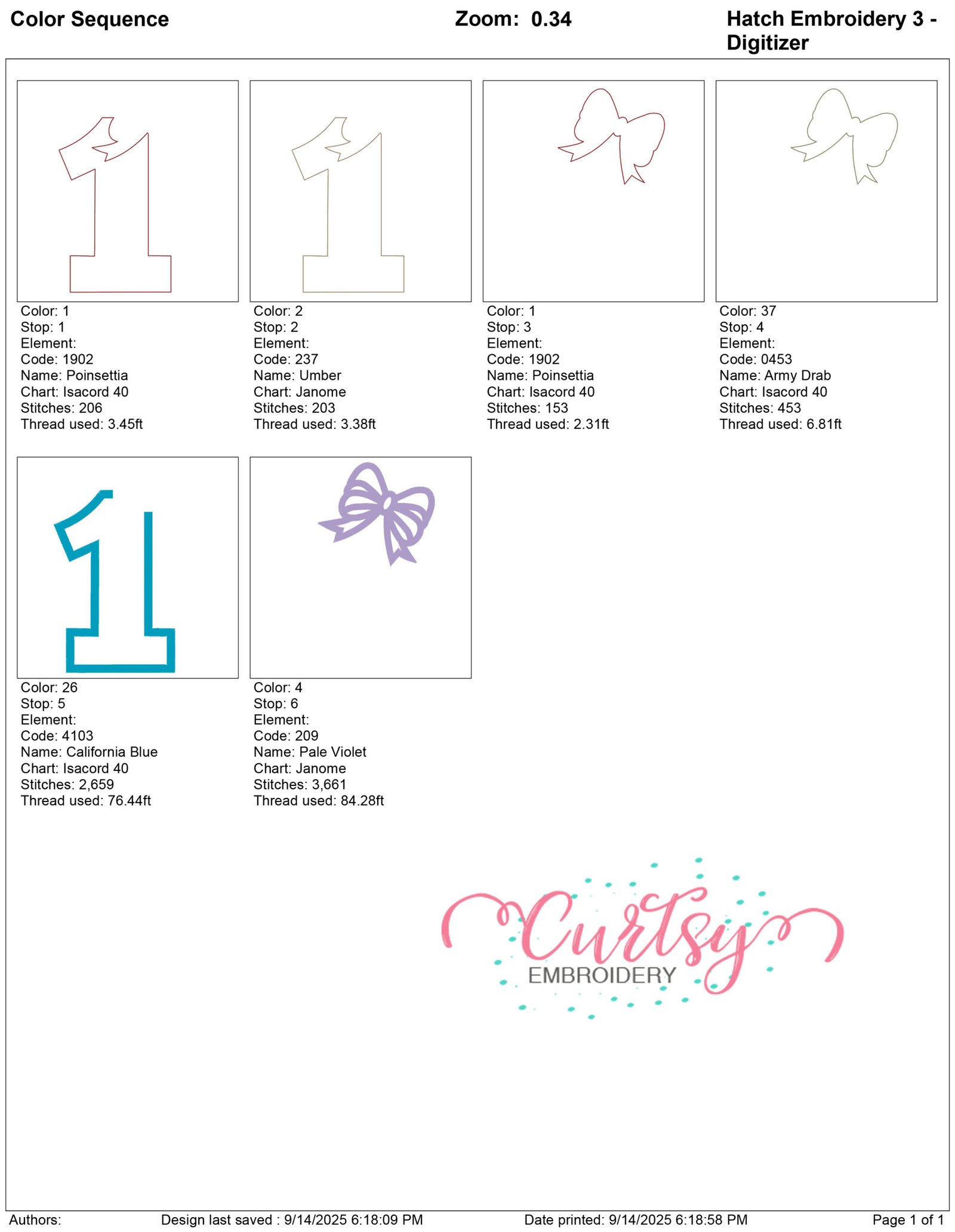 1 Bow Applique 5×7