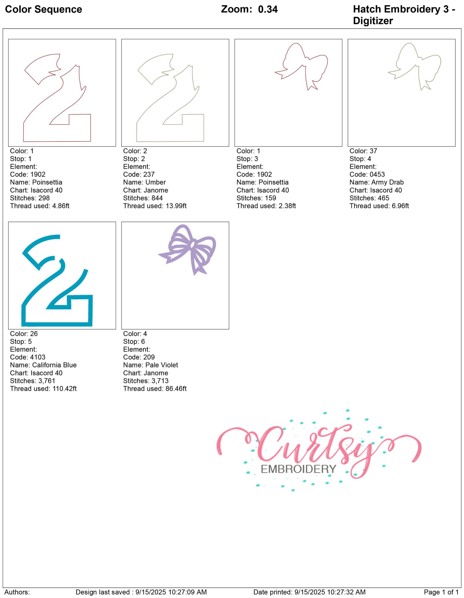 2 Bow Applique 5×7