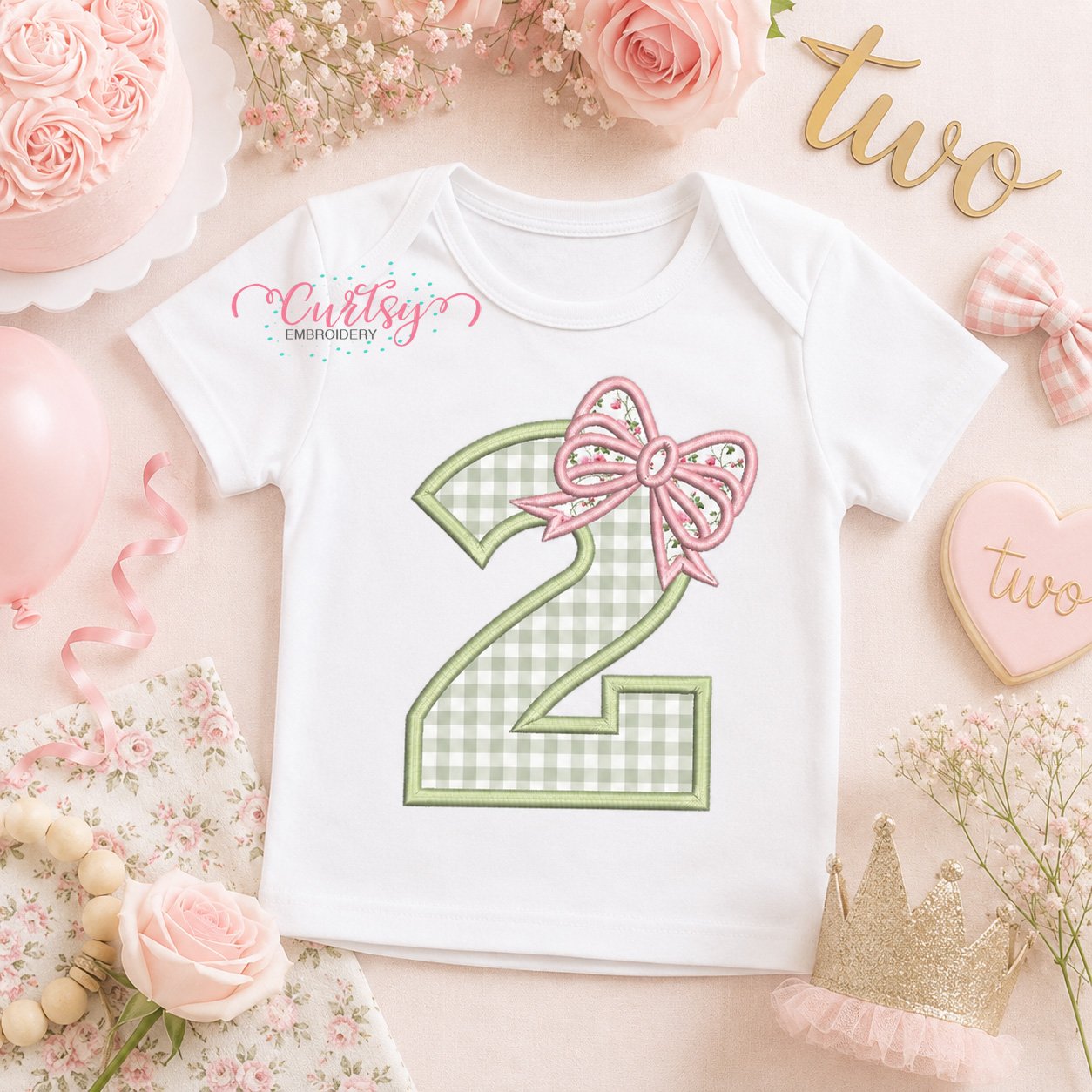 2nd Birthday Bow Applique Design _ Logo 1