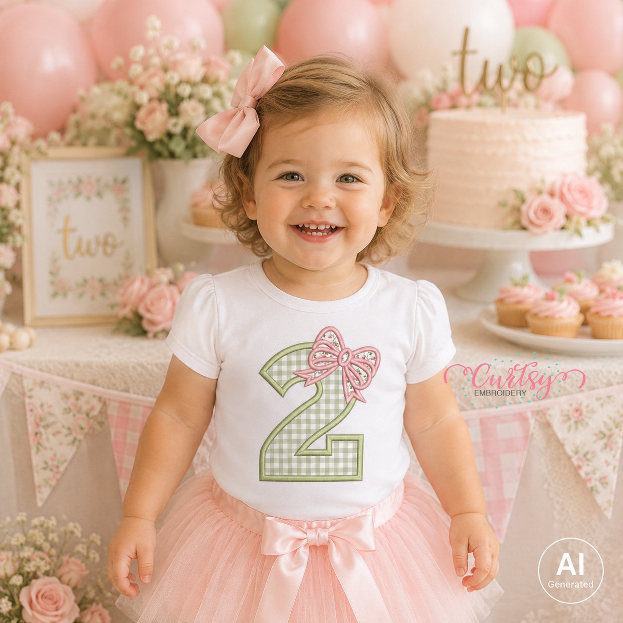 2nd Birthday Bow Applique Design _ Logo 2