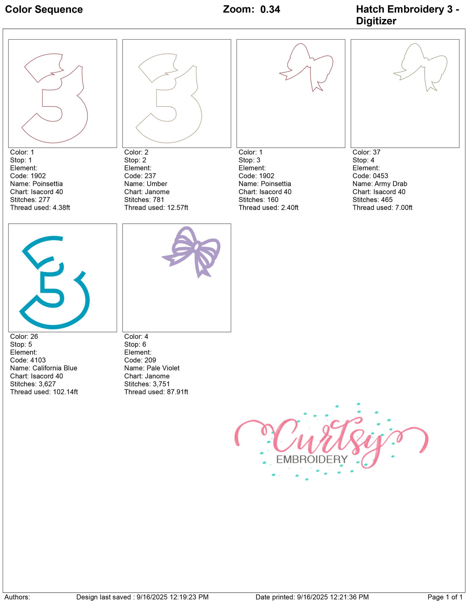 3 Bow Applique 5×7