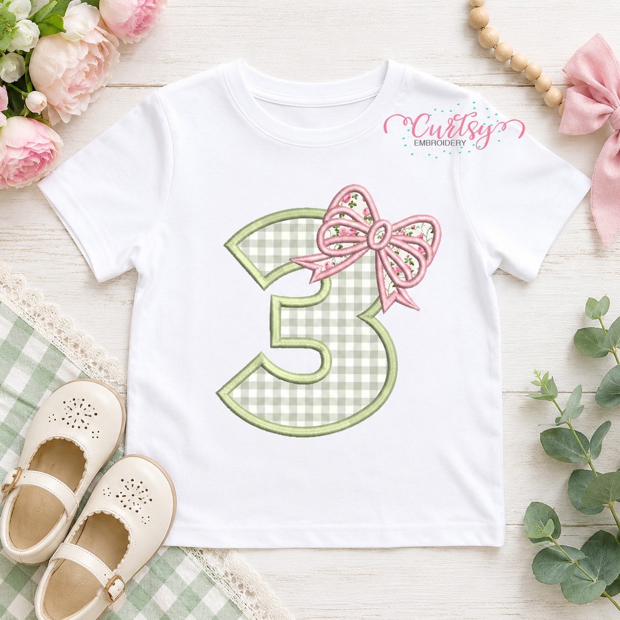 3rd Birthday Bow Applique Design _ Logo 1