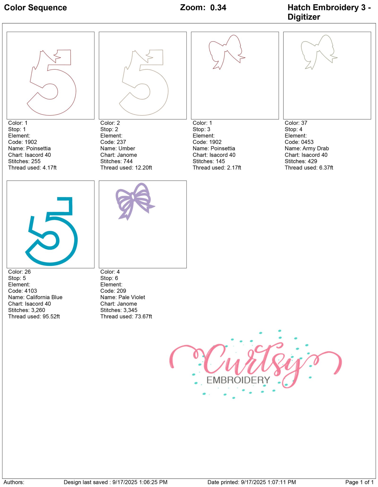 5 Bow Applique 5×7