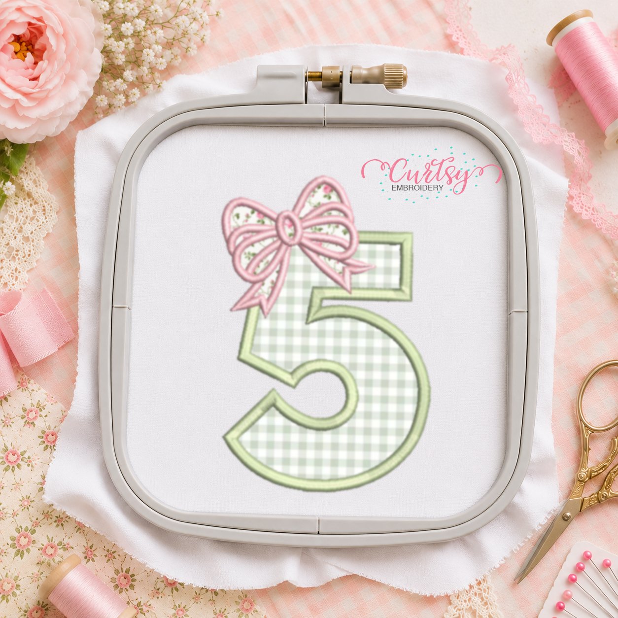 5th Birthday Bow Applique Design _ Logo 3