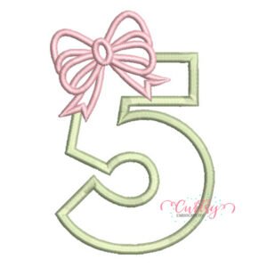 5 Bow Applique Embroidery Design