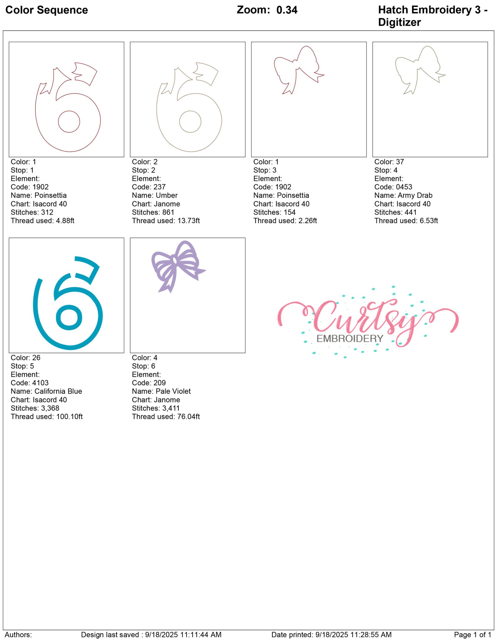 6 Bow Applique 5×7