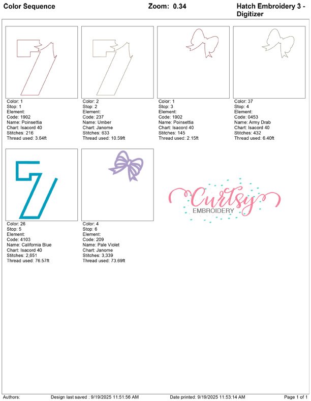7 Bow Applique 5×7