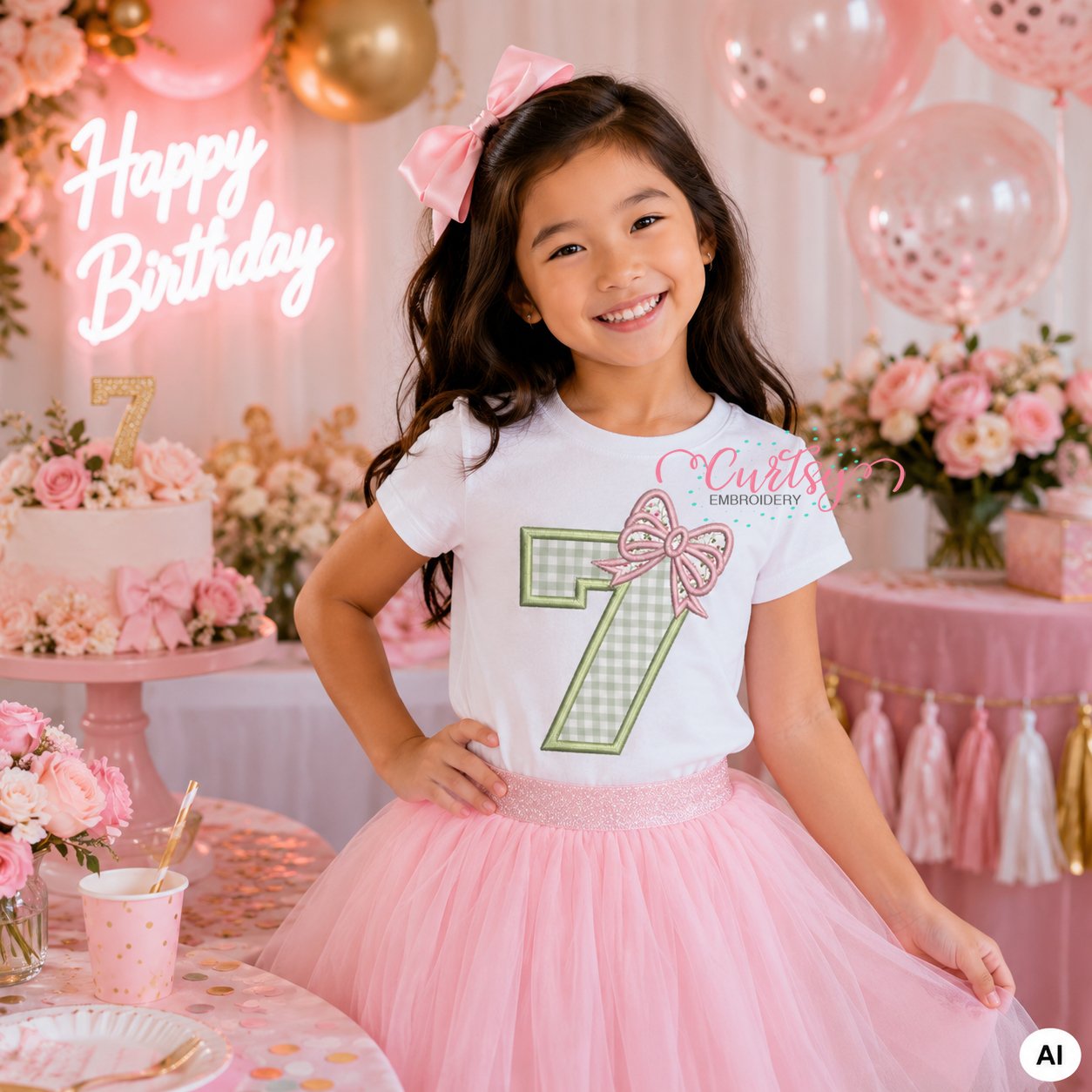 7th Birthday Bow Applique Design _ Logo 2