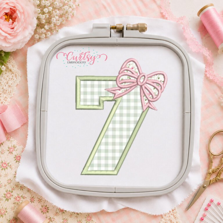 7th Birthday Bow Applique Design _ Logo 3