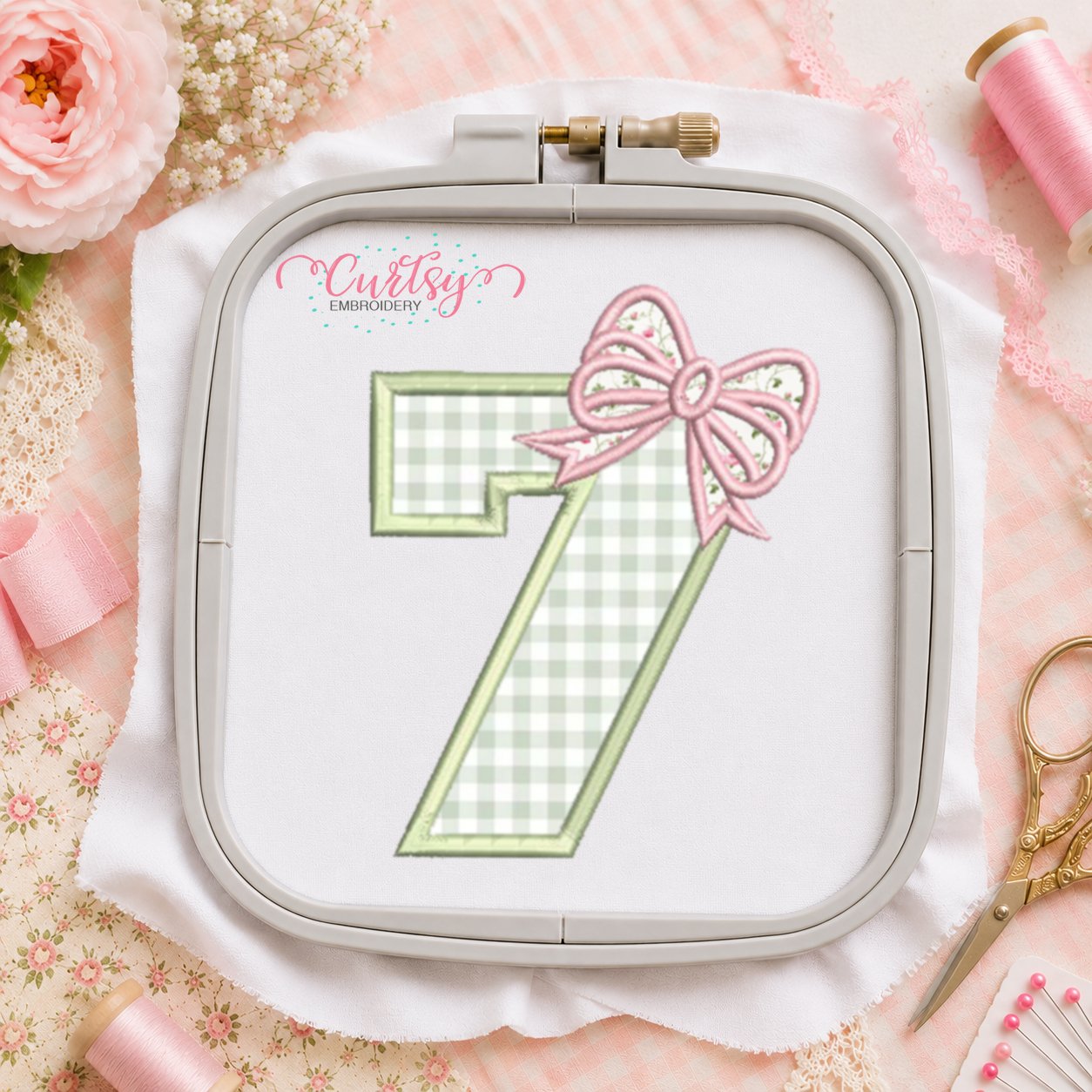 7th Birthday Bow Applique Design _ Logo 3
