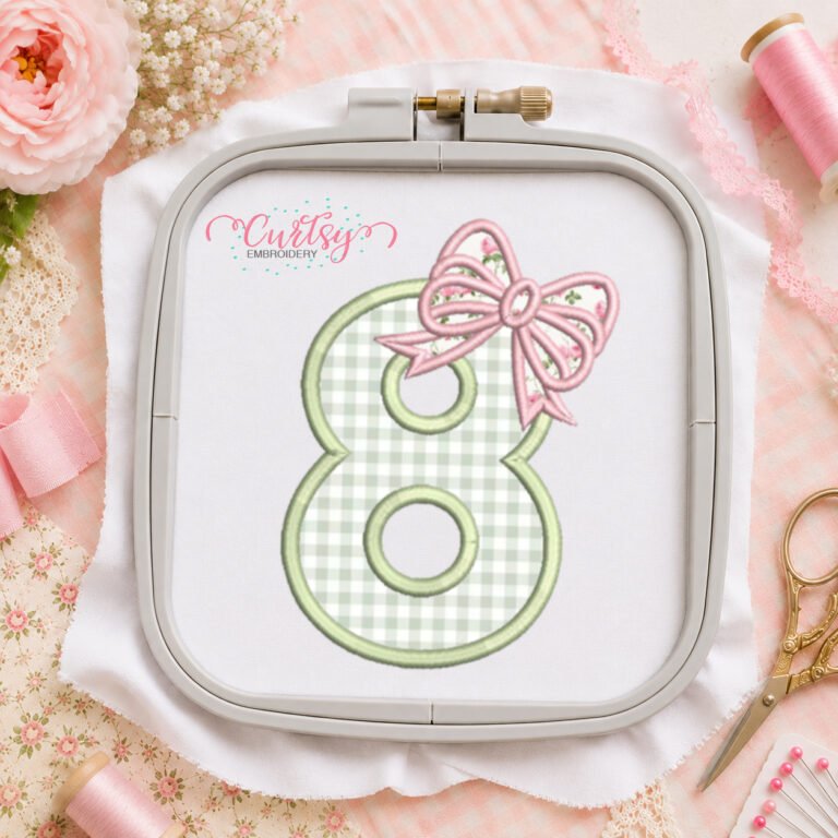 8th Birthday Bow Applique Design _ Logo 3