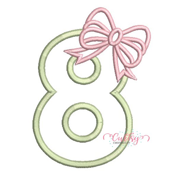 8th Birthday Bow Applique Design _ Website 8th Birthday Bow Applique Design _ Website