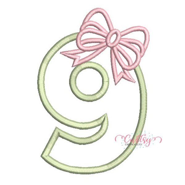 9th Birthday Bow Applique Design _ Website 9th Birthday Bow Applique Design _ Website