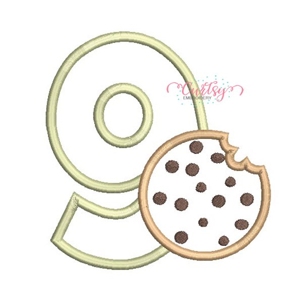 9th Birthday Cookie Applique Design _ Website 9th Birthday Cookie Applique Design _ Website