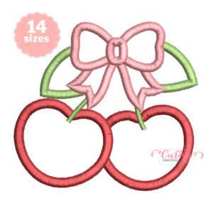 Cherry with Bow Applique Design