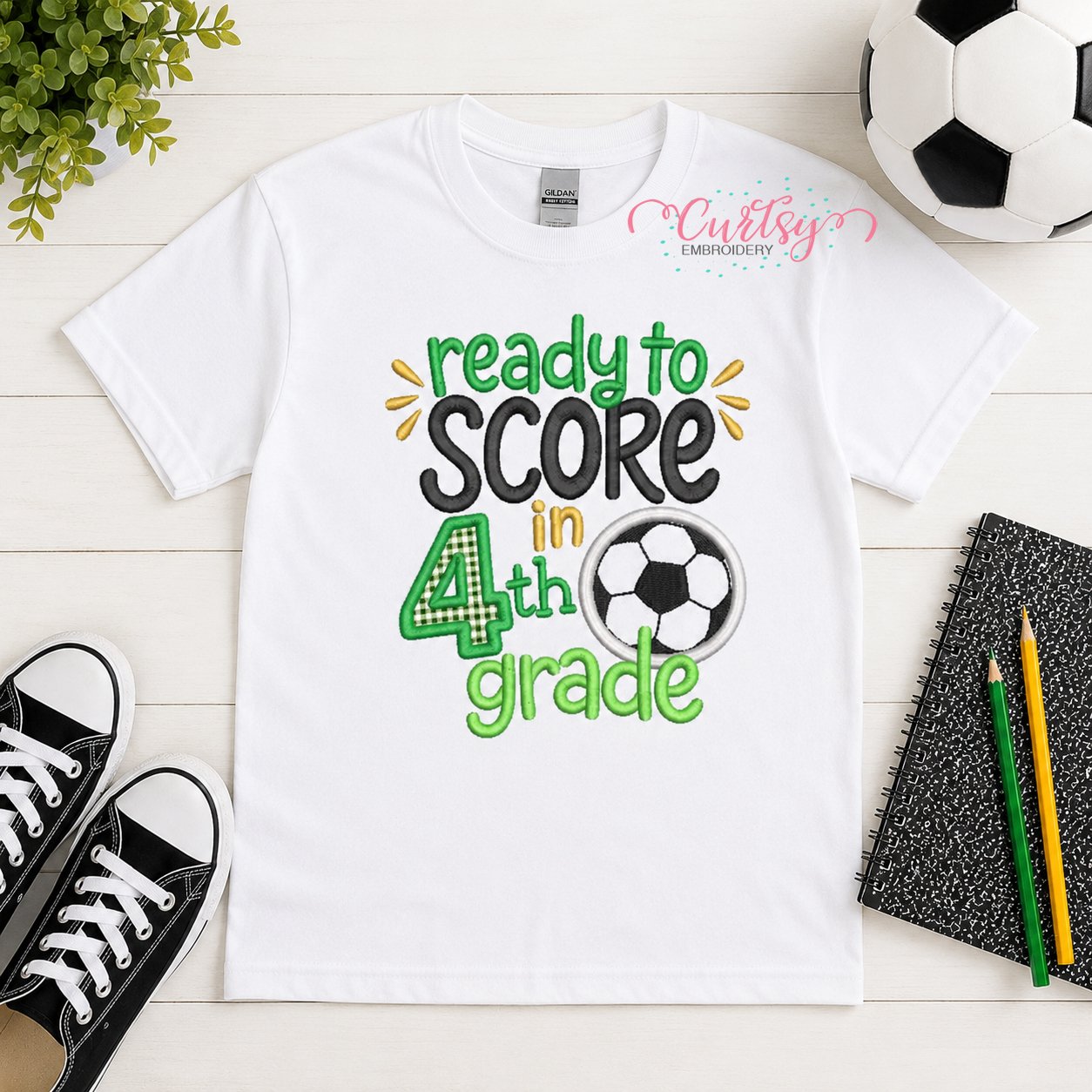 Ready to Score in 4th Grade Soccer Applique Design _ Logo 1 Ready to Score in 4th Grade Soccer Applique Design _ Logo 1