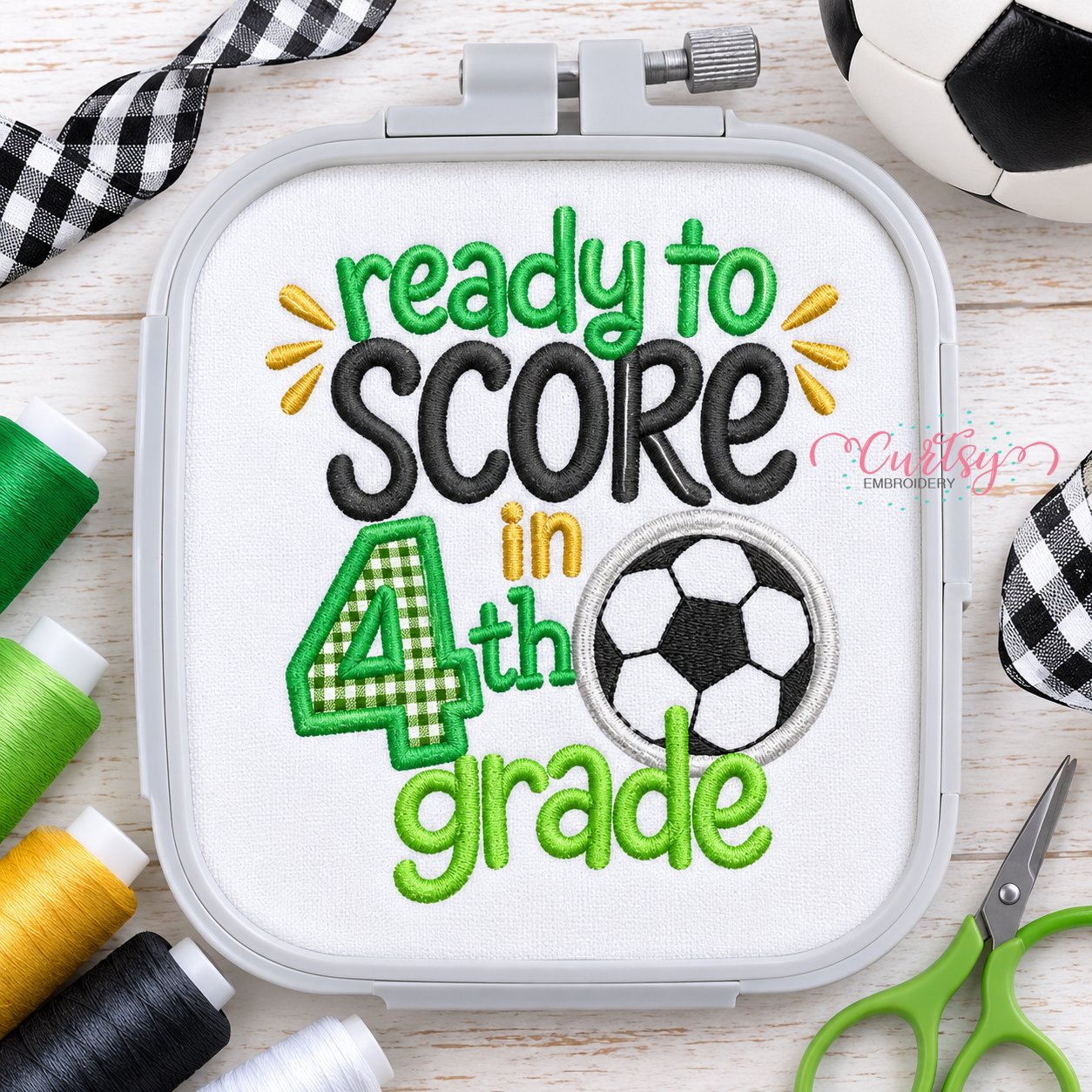 Ready to Score in 4th Grade Soccer Applique Design _ Logo 2 Ready to Score in 4th Grade Soccer Applique Design _ Logo 2