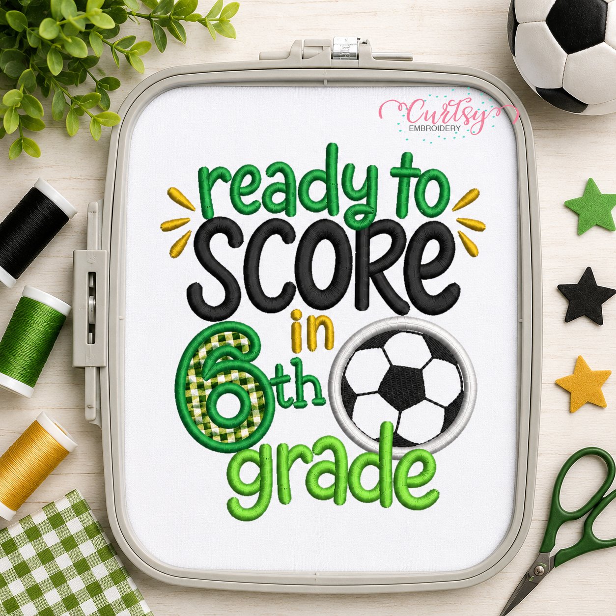 Ready to Score in 6th Grade Soccer Applique Design _ Logo 2 Ready to Score in 6th Grade Soccer Applique Design _ Logo 2