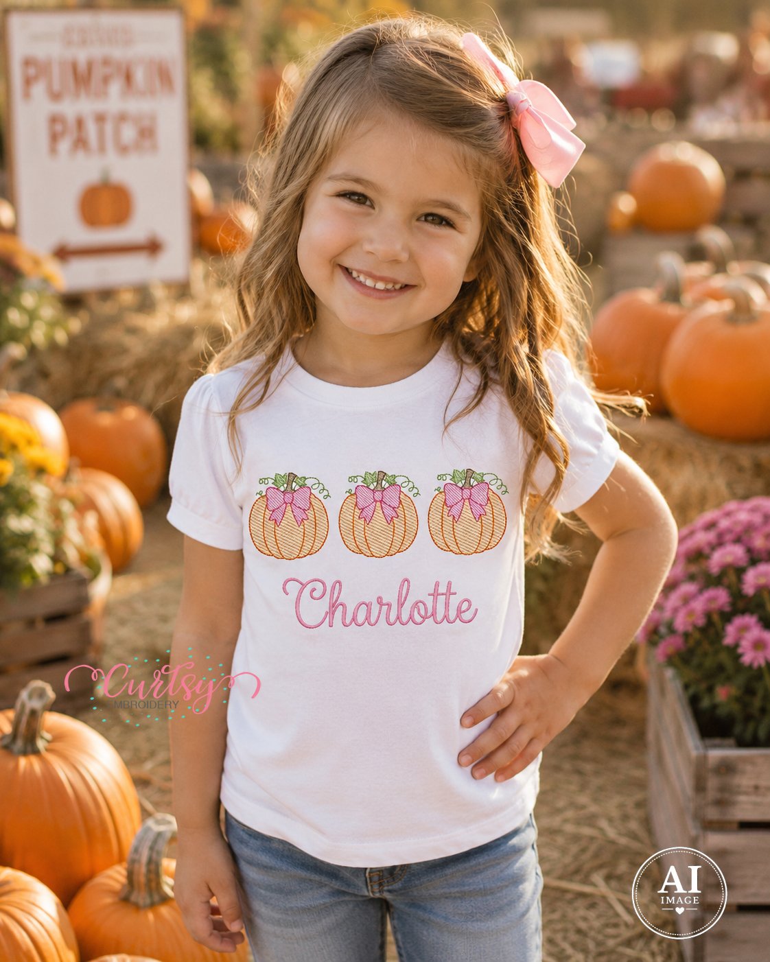 Sketch Fill Pumpkin with Bow Trio Embroidery Design _ Logo 2
