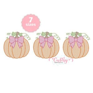 Sketch Pumpkin with Bows Trio Embroidery