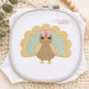 Turkey with Bow Sketch Fill Embroidery Design _ Logo 3