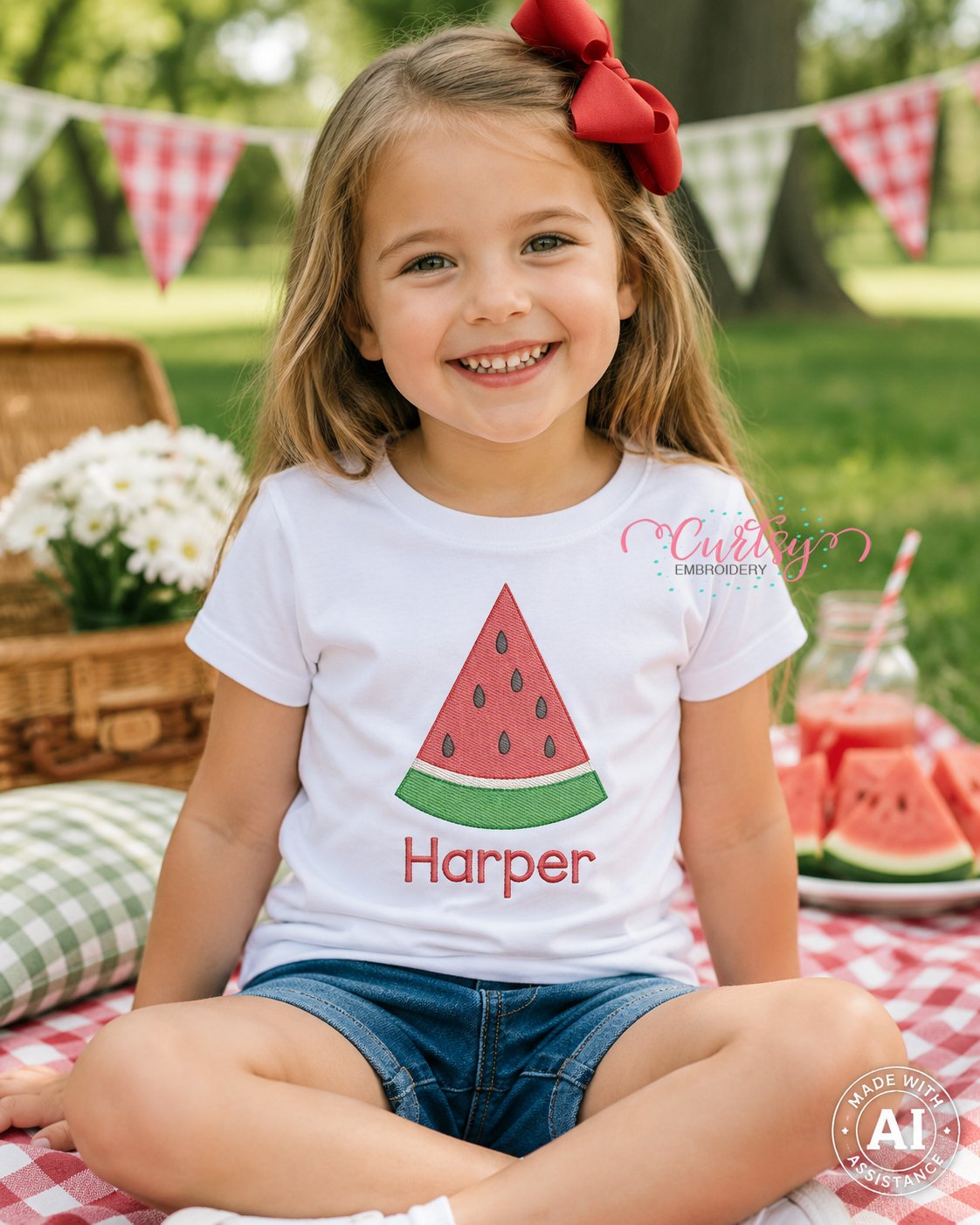 Watermelon Slice Quick Stitch Emboridery Design _ Logo 2