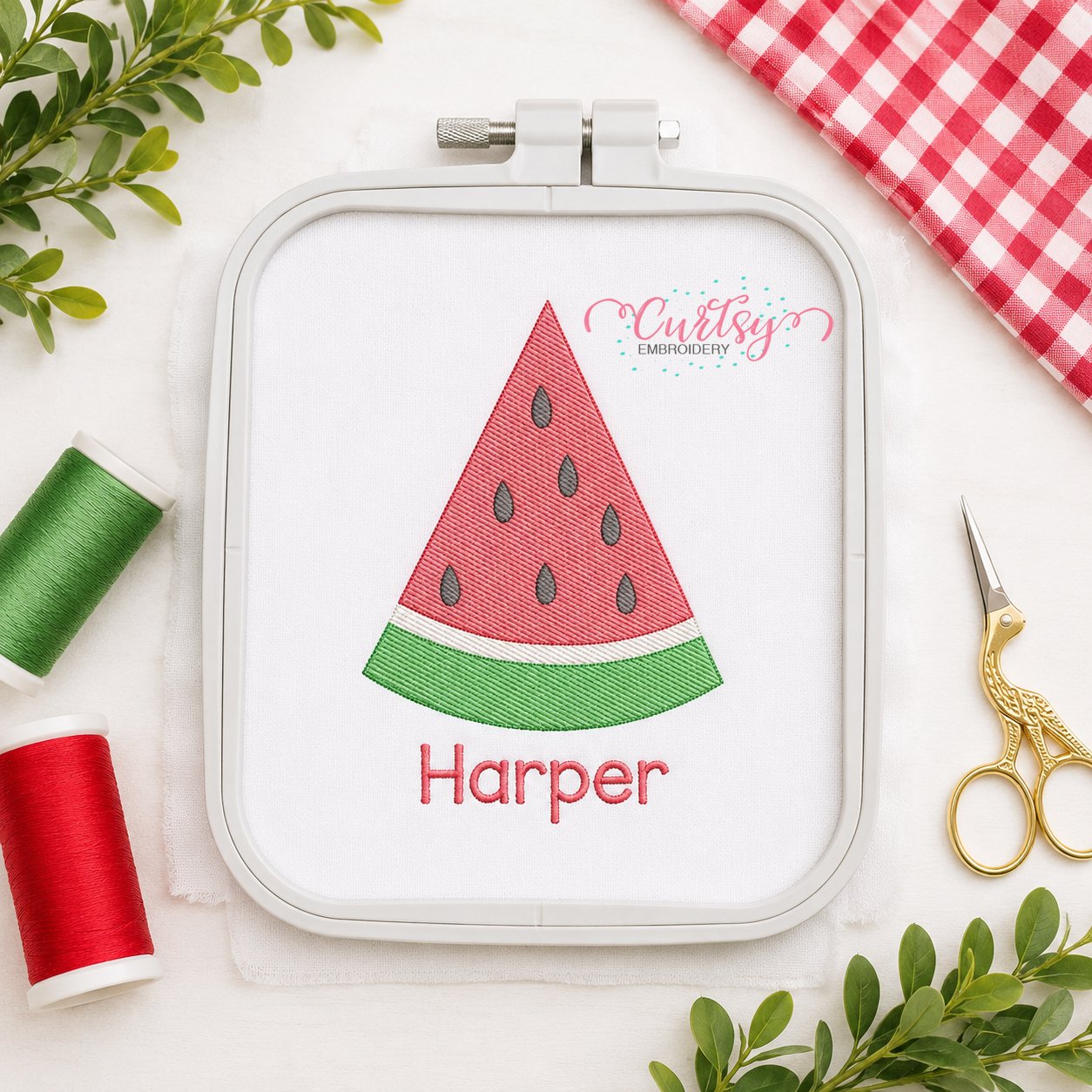 Watermelon Slice Quick Stitch Emboridery Design _ Logo 3