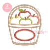 Apple Basket Monogram Applique embroidery design with four colorful apples and a blank oval for personalization