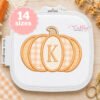 Patchwork pumpkin applique design in embroidery machine hoop