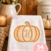 Pumpkin applique embroidery design with monogram example
