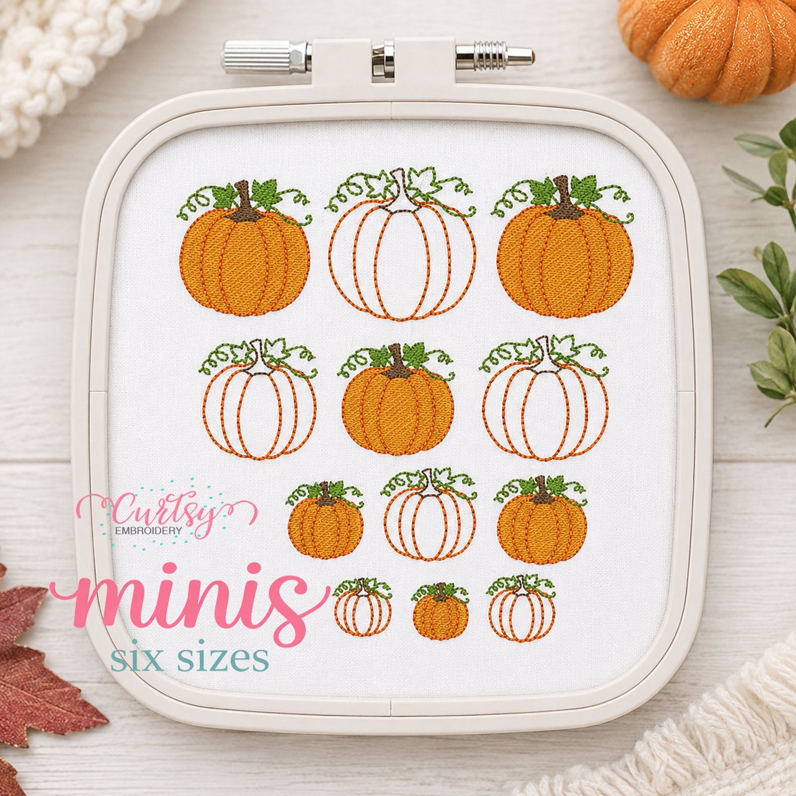 Pumpkin Minis Embroidery Design _ Etsy 2000