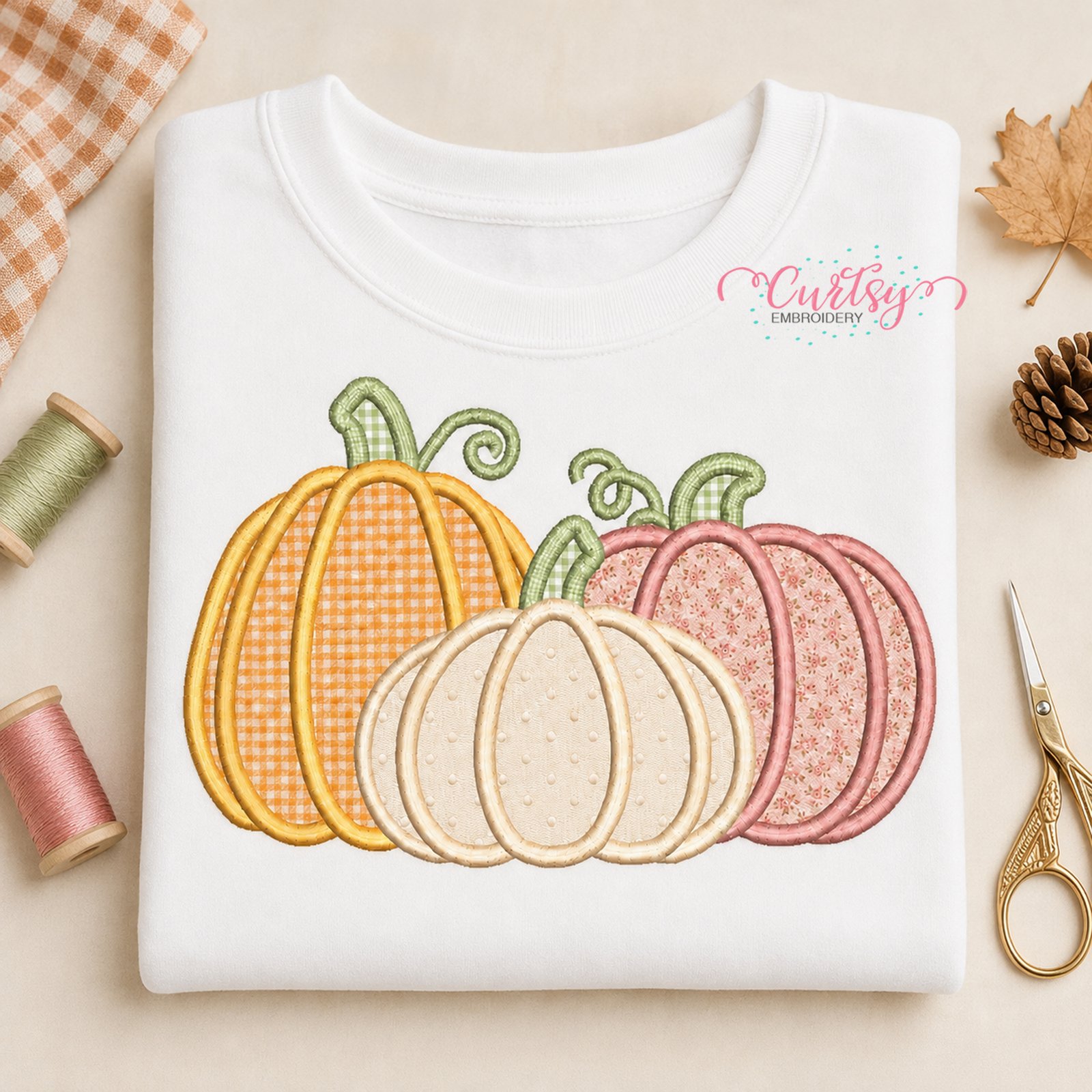 Pumpkin Trio Applique Design _ Etsy