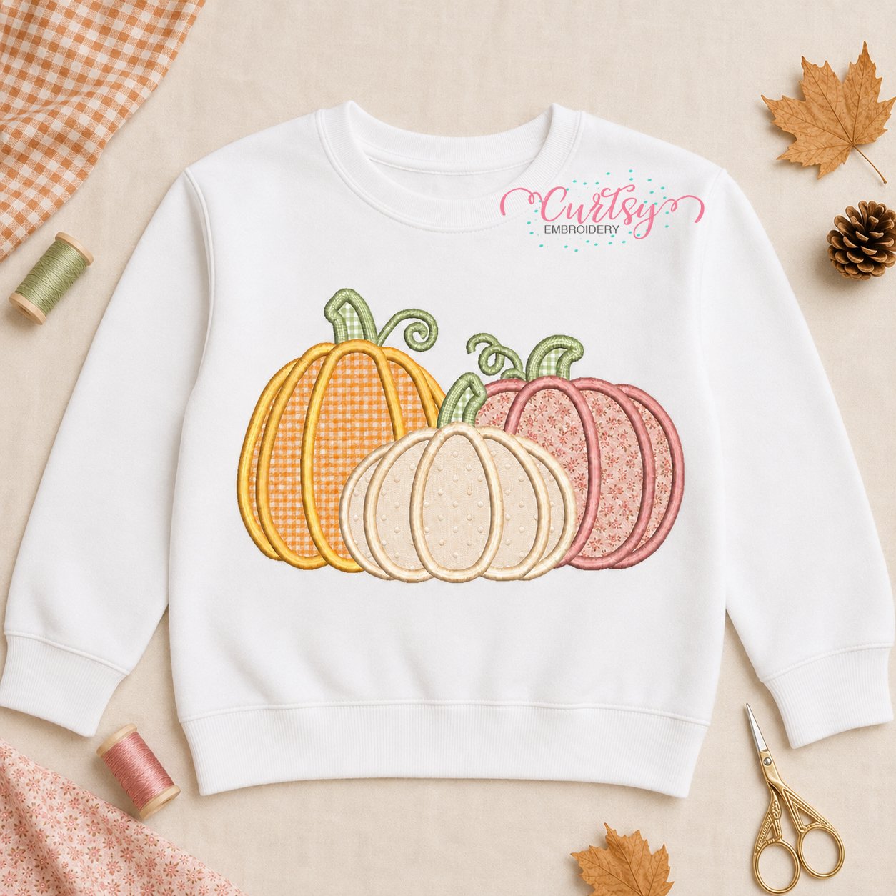 Pumpkin Trio Applique Design _ Logo 1