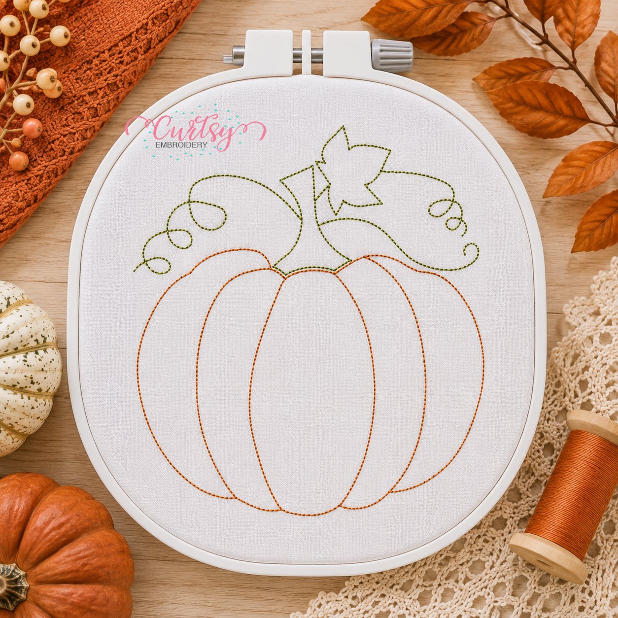 Redwork Pumpkin Embroidery Design _ Logo 2 Redwork Pumpkin Embroidery Design _ Logo 2