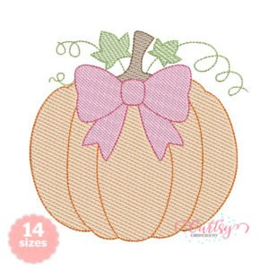 Sketch Pumpkin with Bows Embroidery