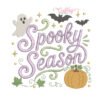 Spooky Season Embroidery Design _ Website Spooky Season Halloween embroidery design with ghost bats and pumpkin