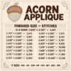 Acorn applique embroidery design finished measurements, stitch counts and file formats