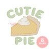Cutie Pie quick stitch machine embroidery design with sage lettering and pumpkin pie