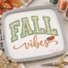 Fall Vibes Applique Design Single Fabric _ Logo 2 Fall Vibes single fabric applique embroidery design in machine hoop