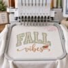 Fall Vibes Applique Design Single Fabric _ Logo 4 Fall Vibes applique embroidery design stitching on multi needle embroidery machine