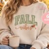 Fall Vibes Applique Design Single Fabric _ Logo 5 Fall Vibes applique embroidery design on cozy fall sweatshirt