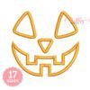 Jack O Lantern applique embroidery design with orange gingham applique and orange satin stitching