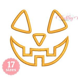 Jack O Lantern applique embroidery design with orange gingham applique and orange satin stitching