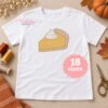 Pumpkin pie sketch fill embroidery design displayed on an open white shirt