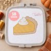 Pumpkin pie sketch fill embroidery design stitched on white fabric in a plastic machine embroidery hoop