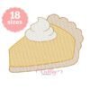 Pumpkin pie sketch fill embroidery design with orange filling, tan scalloped crust and white whipped cream